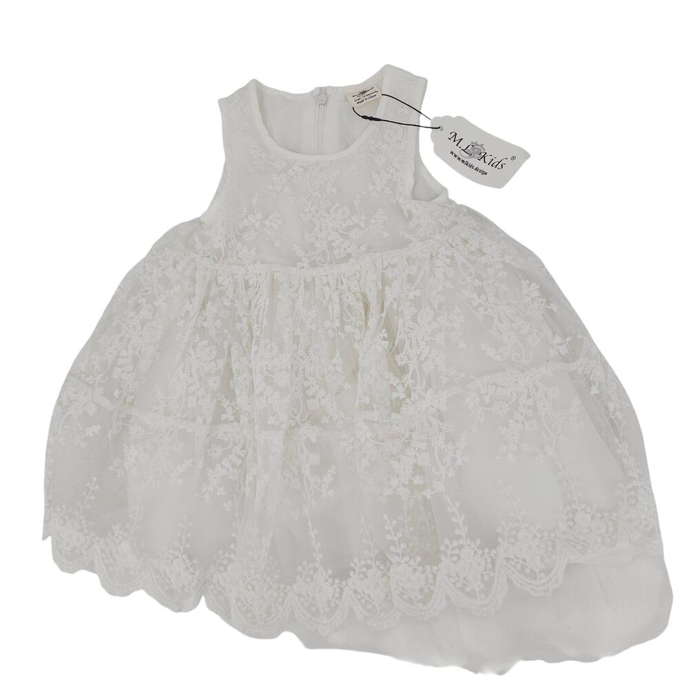 ML Kids White Lace Overlay Vintage Princess Dress Sleeveless Baby Girls 18 mo